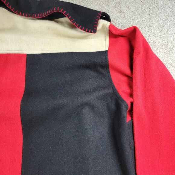 At Ease Women's Wool Cardinal Jacket 1X Red Black Collared Embroidered Patchwork - Picture 3 of 12